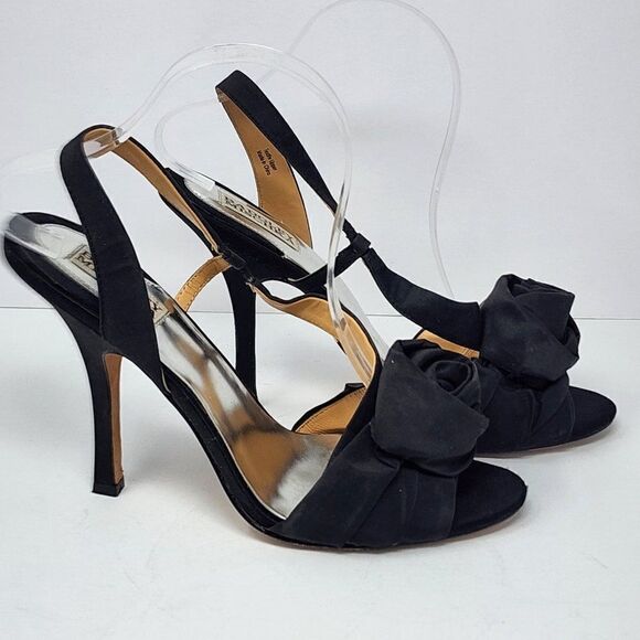 Badgley Mischka Black Open Toed Heels, Women's 9.5 - Picture 3 of 8
